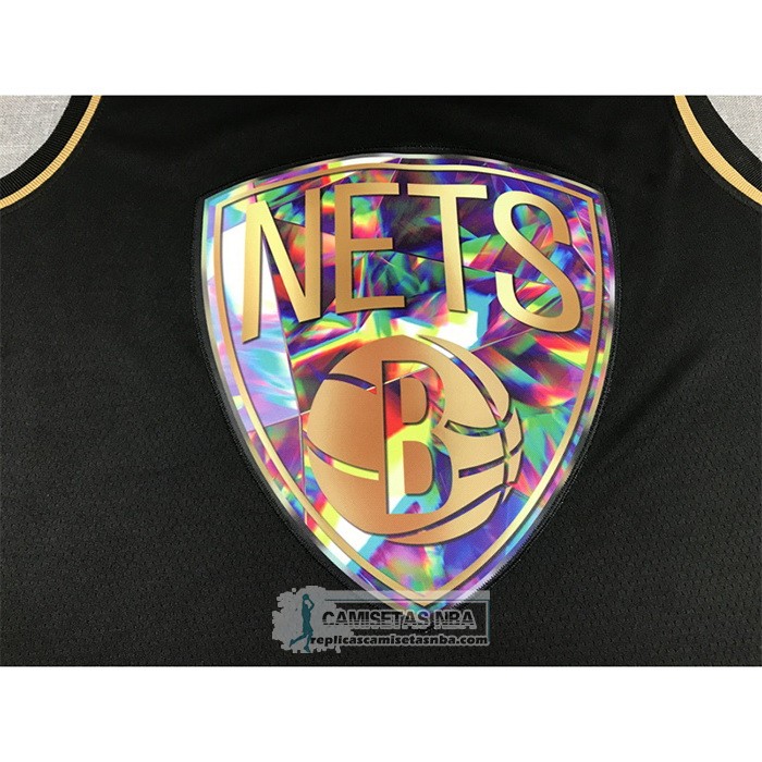 Camiseta Golden Edition Brooklyn Nets Kevin Durant NO 7 2021-22 Negro